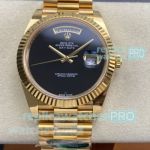ARF Swiss Replica Yellow Gold Rolex Day-Date 40mm Black Face President Watch 